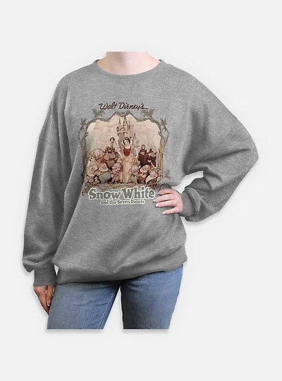 Disney Snow White and the Seven Dwarfs Retro Portrait Womens Oversized Sweatshirt