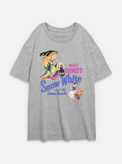 Disney Snow White and the Seven Dwarfs Dwarf Illustration Retro Womens Oversized T-Shirt