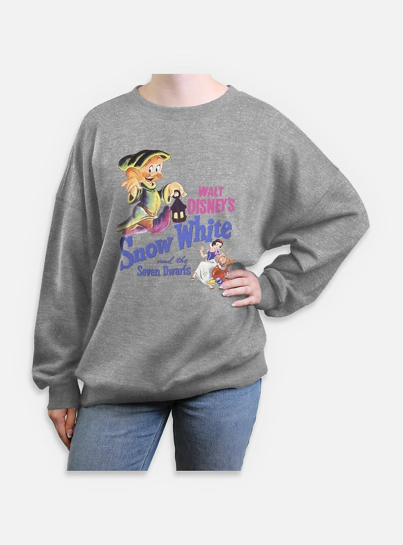 Disney Snow White and the Seven Dwarfs Dwarf Illustration Retro Womens Oversized Sweatshirt