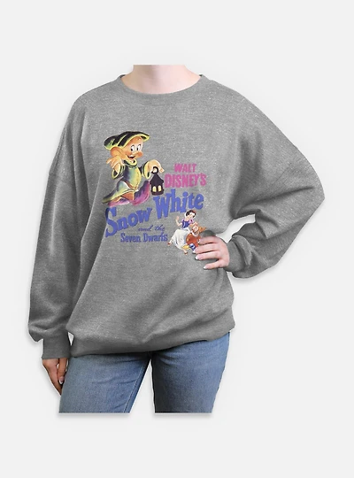 Disney Snow White and the Seven Dwarfs Dwarf Illustration Retro Womens Oversized Sweatshirt