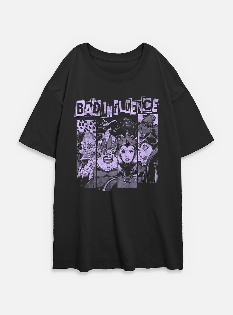 Disney Villains Bad Influence Womens Oversized T-Shirt
