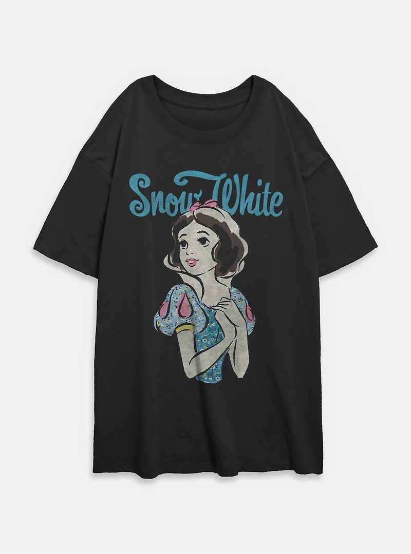 Disney Snow White and the Seven Dwarfs Floral Womens Oversized T-Shirt