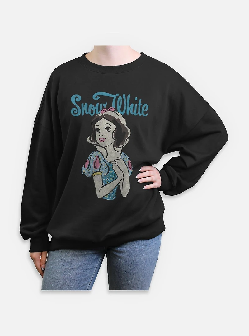 Disney Snow White and the Seven Dwarfs Floral Womens Oversized Sweatshirt