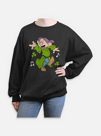 Disney Snow White and the Seven Dwarfs Dopey Dancing Womens Oversized Sweatshirt