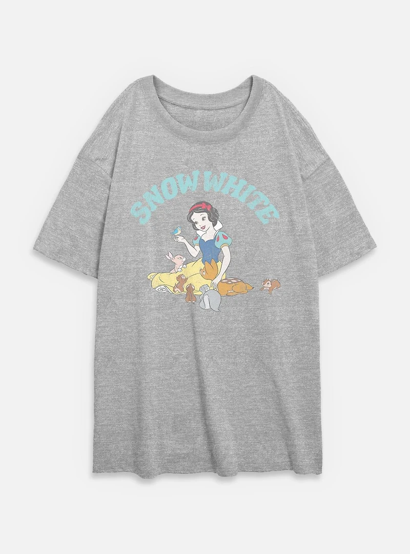 Disney Snow White and the Seven Dwarfs Woodland Animals Womens Oversized T-Shirt