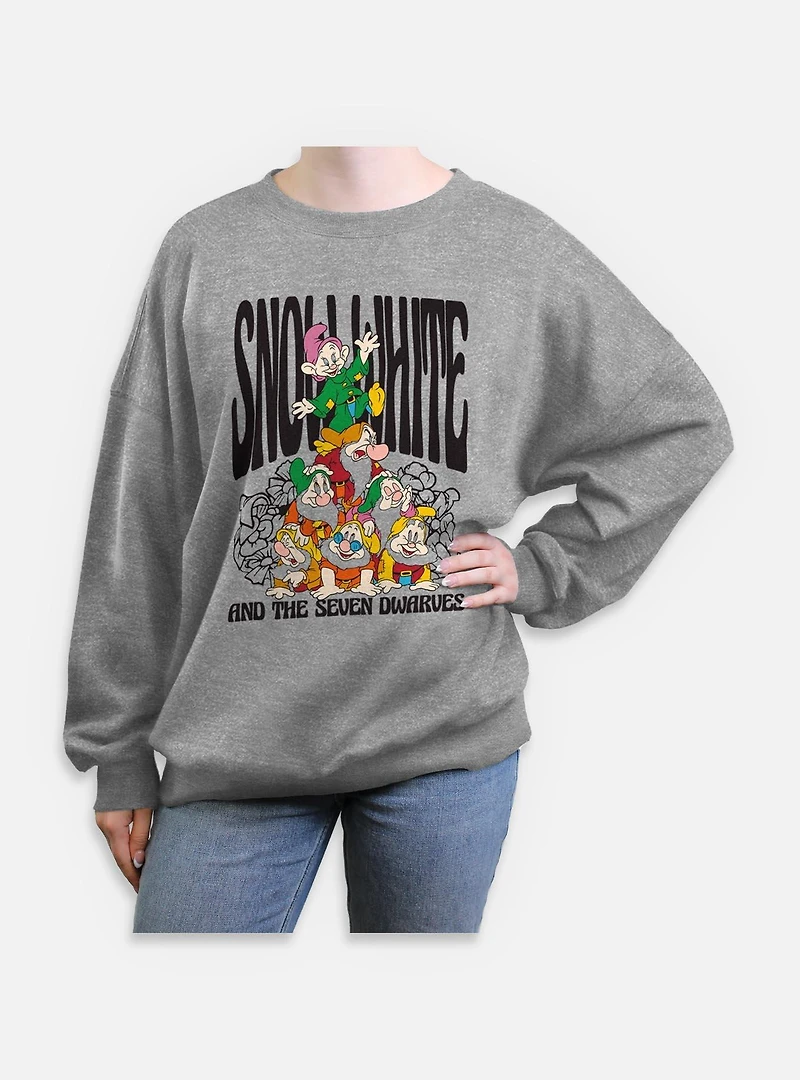 Disney Snow White and the Seven Dwarfs Floral Dwarf Time Womens Oversized Sweatshirt