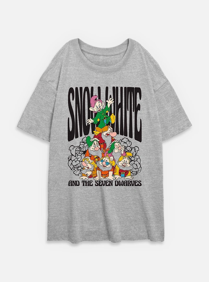 Disney Snow White and the Seven Dwarfs Floral Dwarf Time Womens Oversized T-Shirt