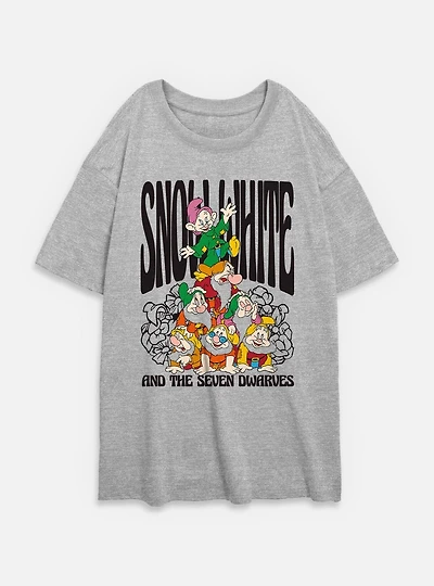 Disney Snow White and the Seven Dwarfs Floral Dwarf Time Womens Oversized T-Shirt