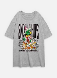 Disney Snow White and the Seven Dwarfs Floral Dwarf Time Womens Oversized T-Shirt