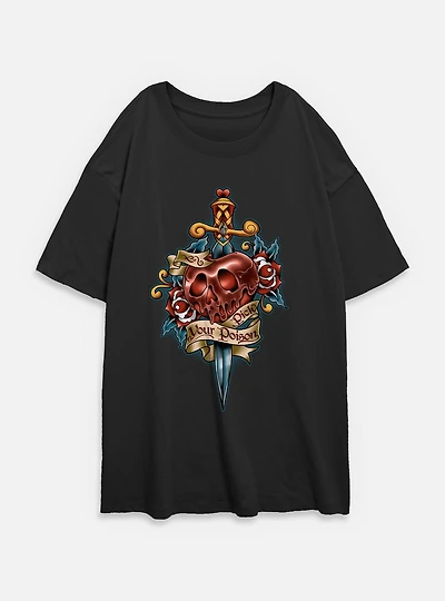 Disney Snow White and the Seven Dwarfs Pick Your Poison Tattoo Style Womens Oversized T-Shirt