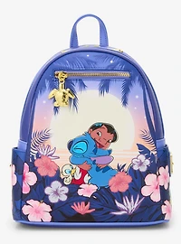 Loungefly Disney Lilo & Stitch Floral Sunset Scene Mini Backpack (BoxLunch 10th Anniversary Edition) - BoxLunch Exclusive