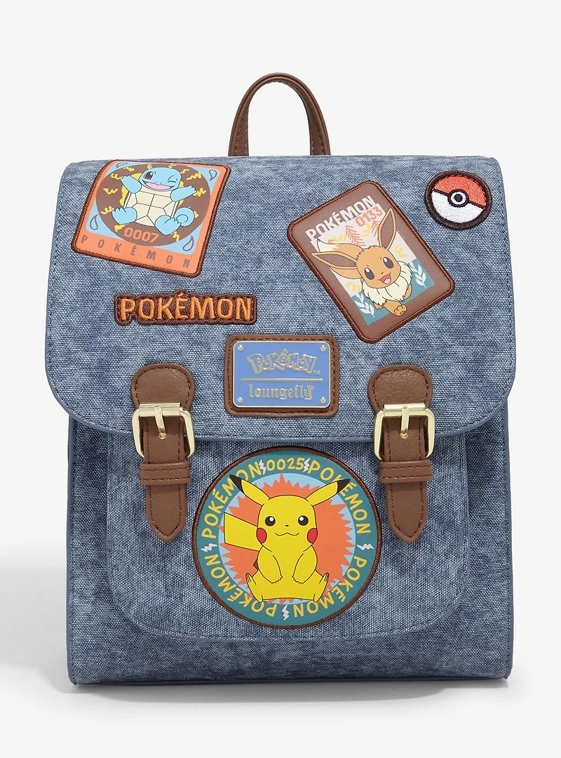 Loungefly Pokémon Patches Denim Mini Backpack - BoxLunch Exclusive