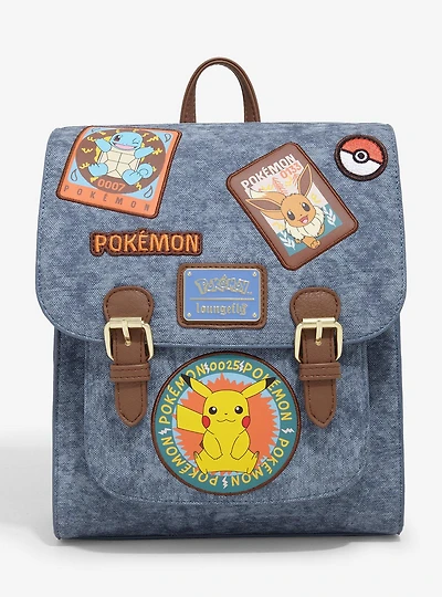 Loungefly Pokémon Patches Denim Mini Backpack - BoxLunch Exclusive