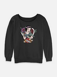 Disney Snow White and the Seven Dwarfs Fairest Tattoo Style Womens Slouchy Sweatshirt