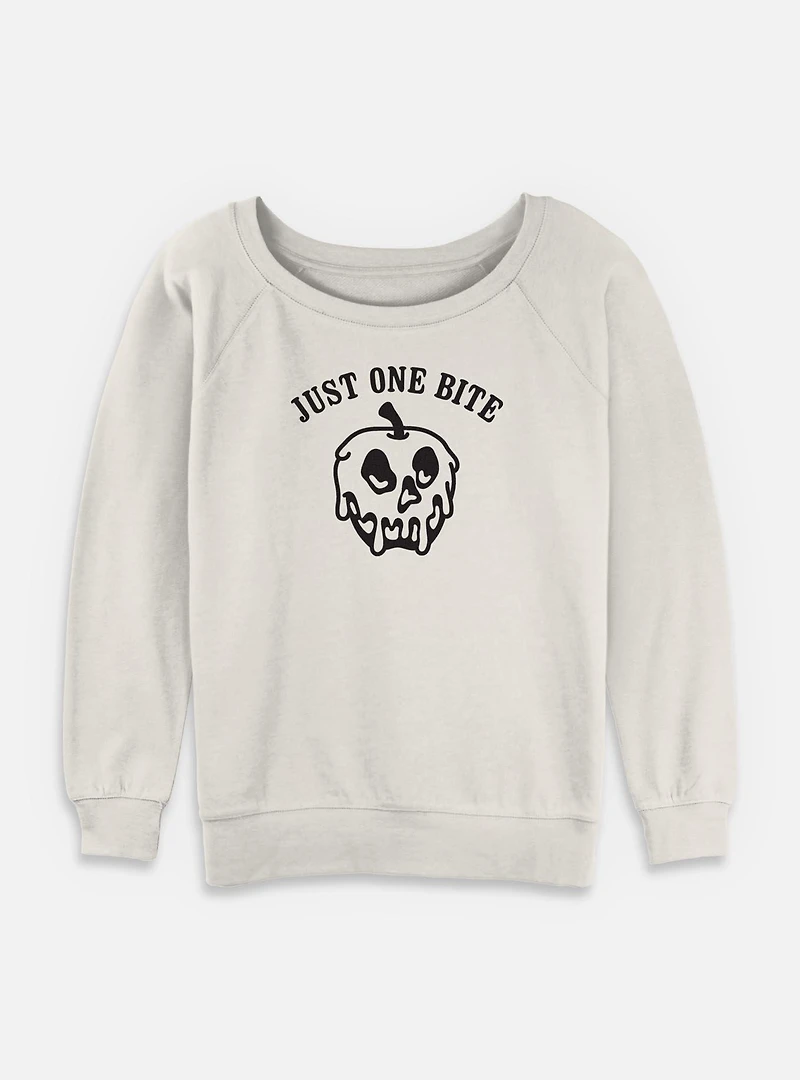 Disney Snow White and the Seven Dwarfs Just One Bite Apple Outline Womens Slouchy Sweatshirt