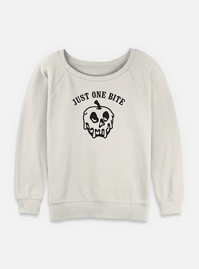 Disney Snow White and the Seven Dwarfs Just One Bite Apple Outline Womens Slouchy Sweatshirt
