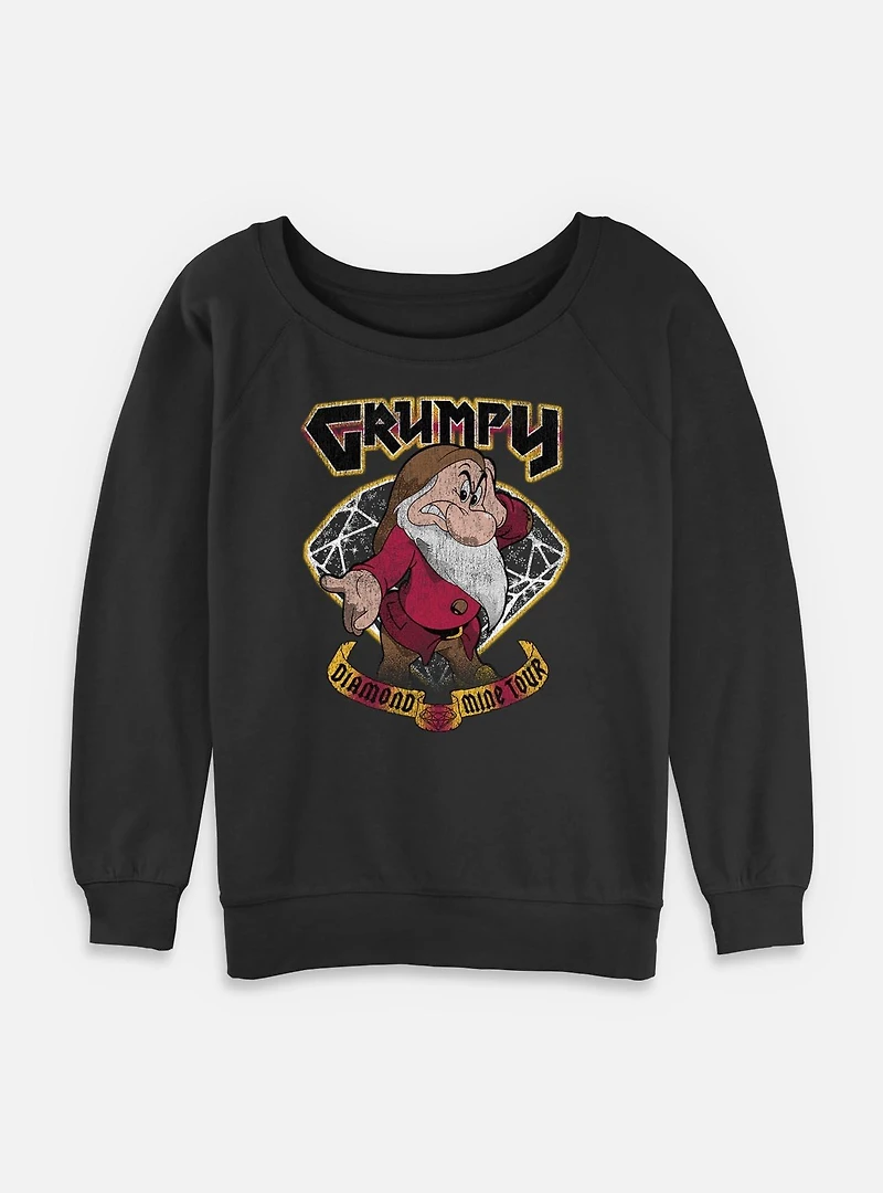 Disney Snow White and the Seven Dwarfs Grumpy Diamond Mine Tour Womens Slouchy Sweatshirt