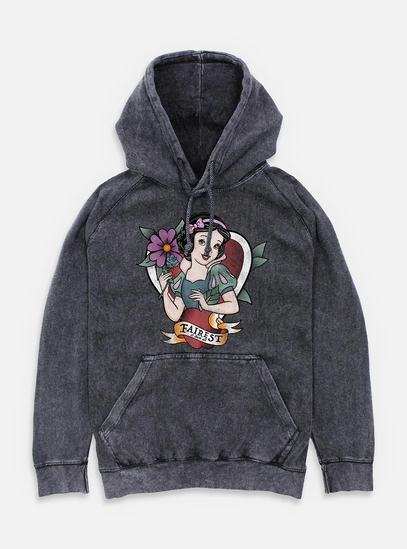 Disney Snow White and the Seven Dwarfs Fairest Tattoo Style Mineral Wash Hoodie