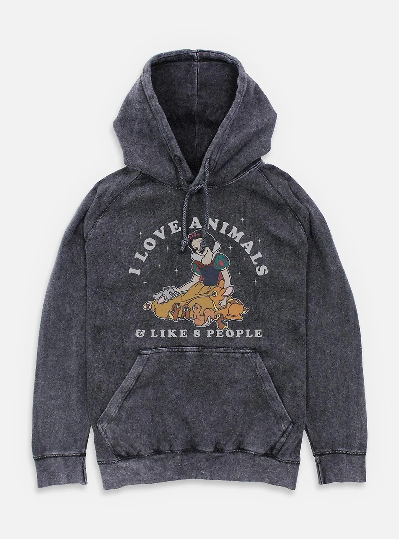 Disney Snow White and the Seven Dwarfs I Love Animals & Like 8 People Mineral Wash Hoodie