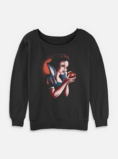 Disney Snow White and the Seven Dwarfs Holding Apple Portrait Womens Slouchy Sweatshirt