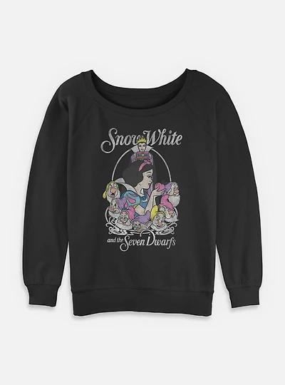 Disney Snow White and the Seven Dwarfs Retro Classic Womens Slouchy Sweatshirt