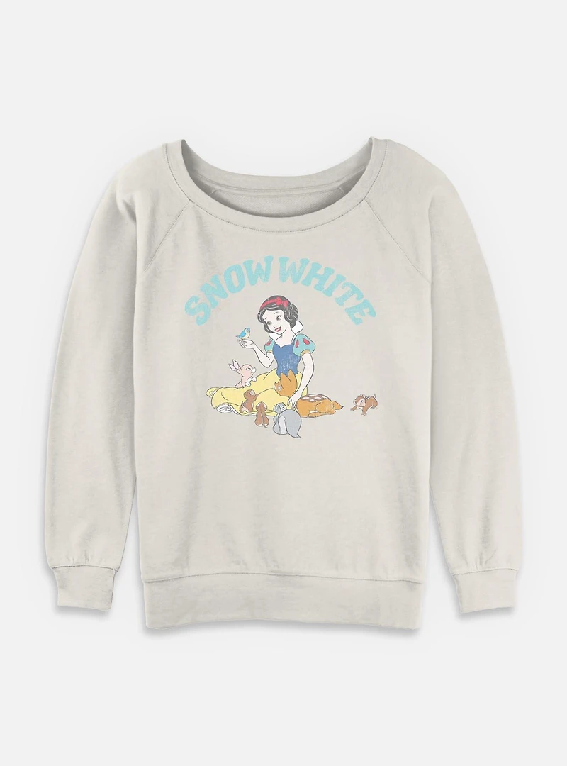 Disney Snow White and the Seven Dwarfs Woodland Animals Womens Slouchy Sweatshirt
