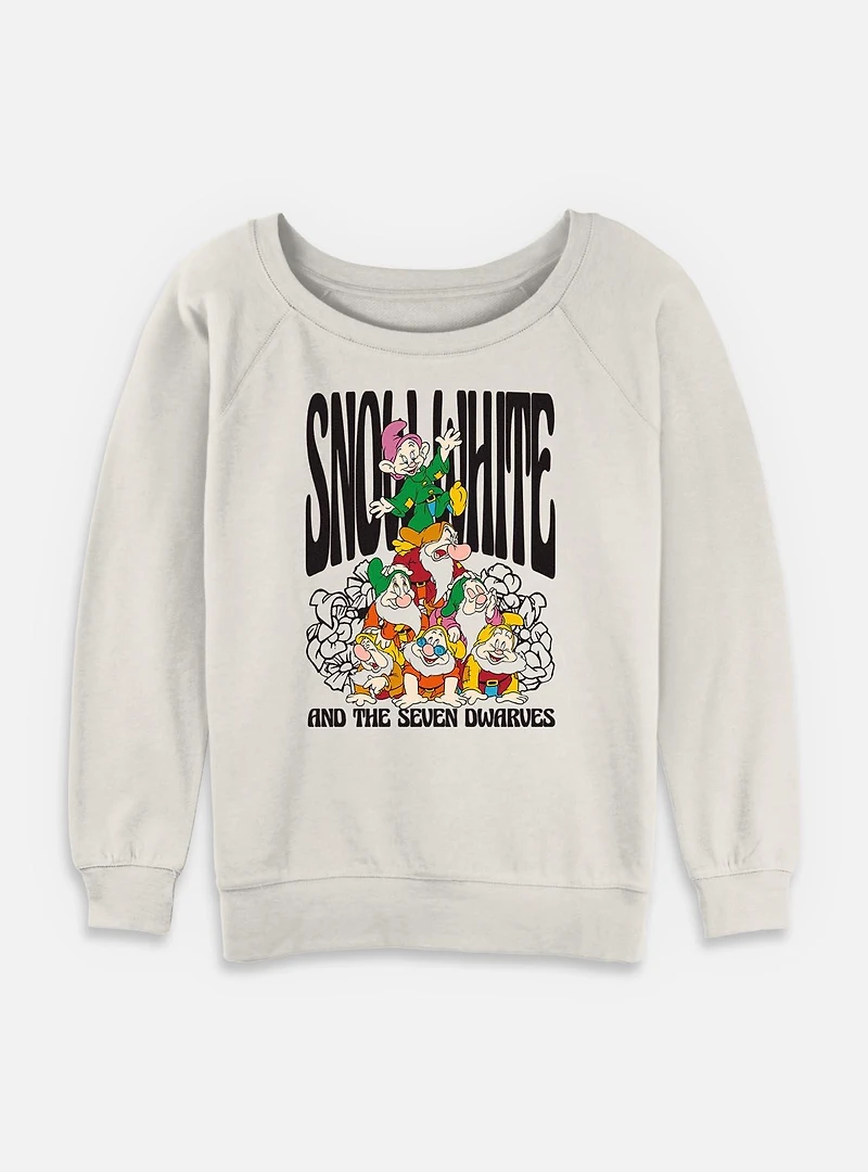 Disney Snow White and the Seven Dwarfs Floral Dwarf Time Womens Slouchy Sweatshirt