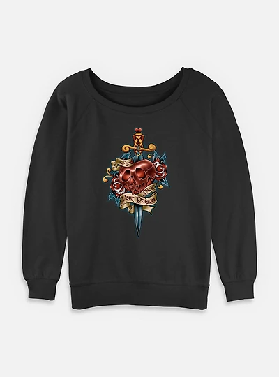 Disney Snow White and the Seven Dwarfs Pick Your Poison Tattoo Style Womens Slouchy Sweatshirt