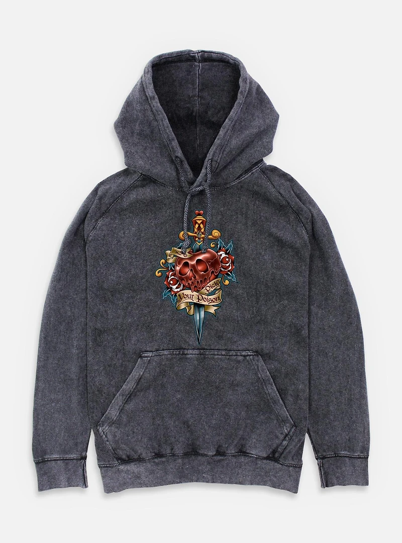 Disney Snow White and the Seven Dwarfs Pick Your Poison Tattoo Style Mineral Wash Hoodie