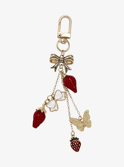 Strawberry & Bow Multi-Charm Keychain