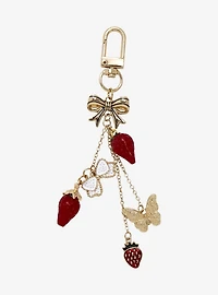 Strawberry & Bow Multi-Charm Keychain