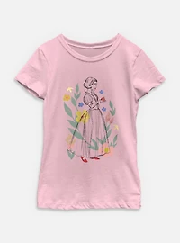 Disney Snow White Live Action Floral Sketch Youth Girls T-Shirt