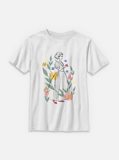 Disney Snow White Live Action Floral Sketch Youth T-Shirt