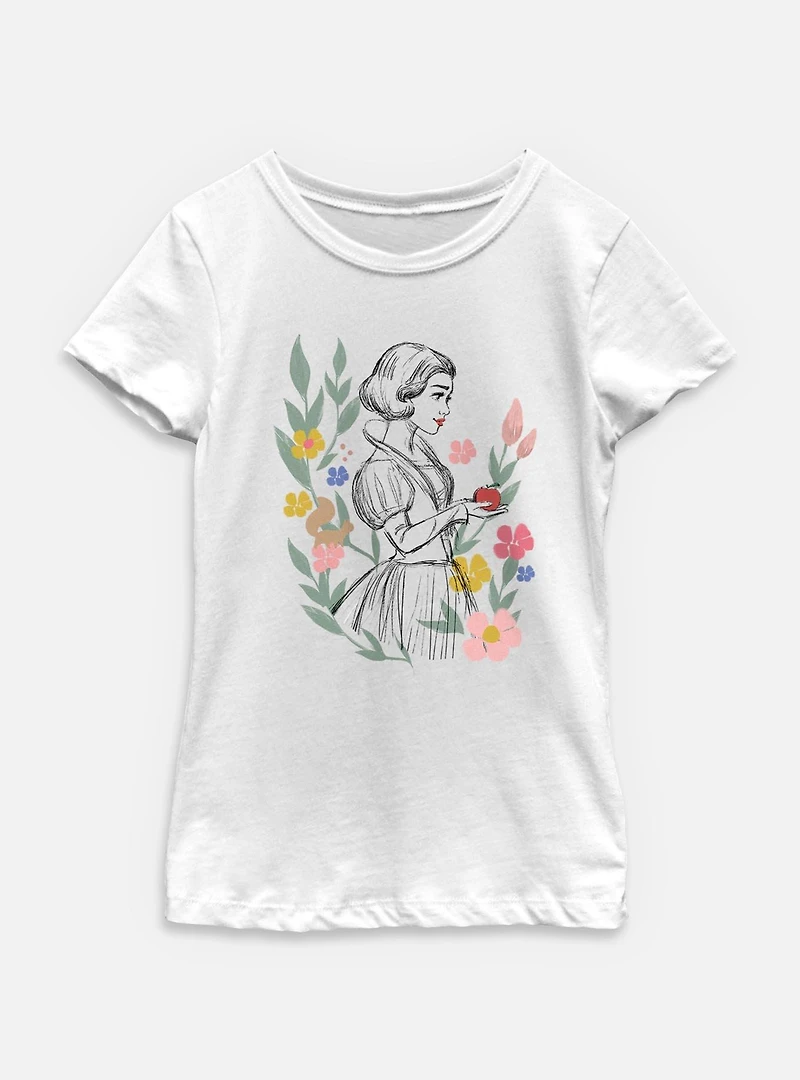 Disney Snow White Live Action Apple Sketch Youth Girls T-Shirt