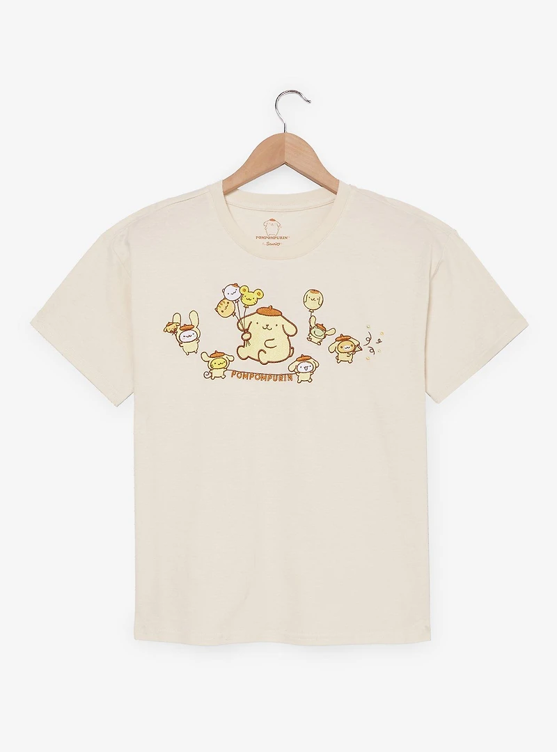 Sanrio Pompompurin Party Embroidered Women's T-Shirt - BoxLunch Exclusive
