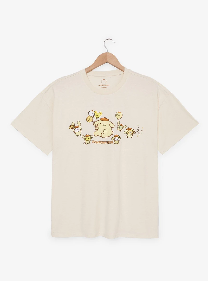 Sanrio Pompompurin Party Embroidered Women's Plus T-Shirt - BoXLunch Exclusive