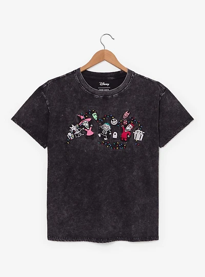 Disney The Nightmare Before Christmas Lock, Shock, & Barrel Glow-in-the-Dark Embroidered Women's T-Shirt - BoxLunch Exclusive