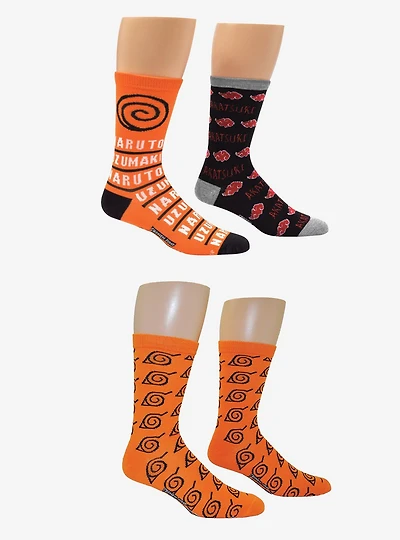 Naruto Shippuden Symbol Crew 3-Pair Socks