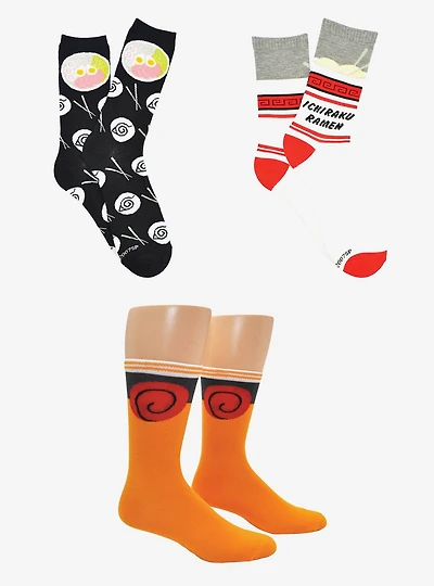 Naruto Shippuden Ramen 3-Pair Crew Socks