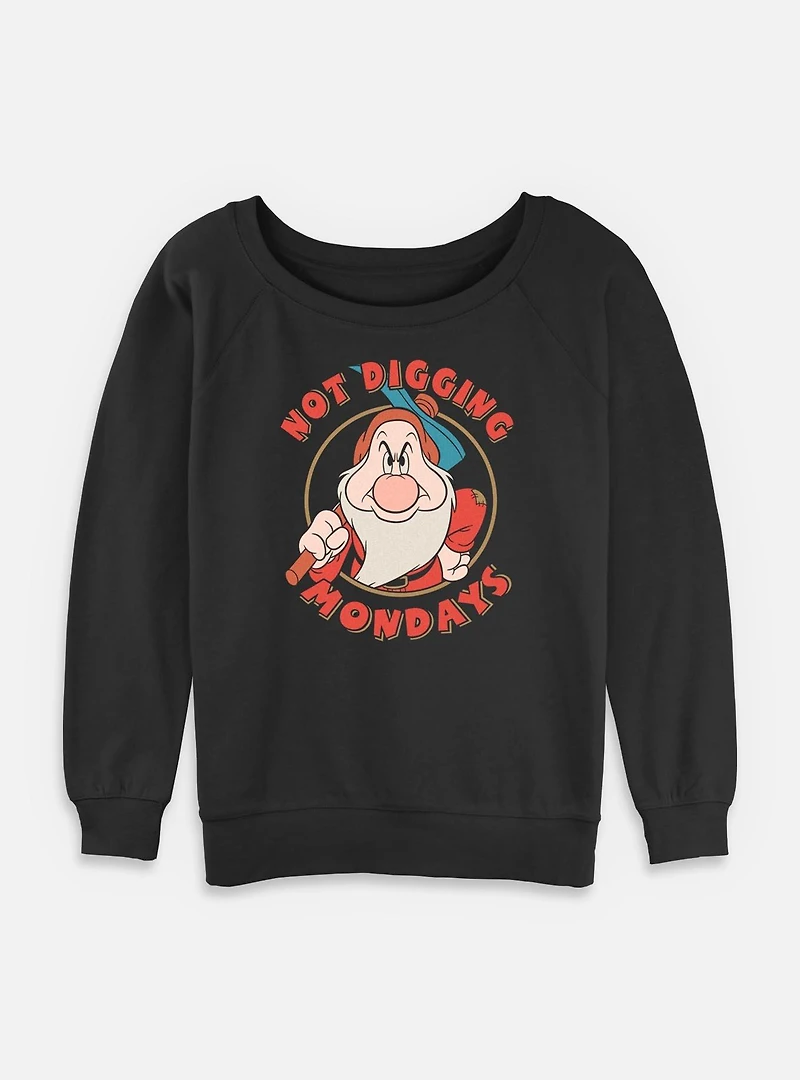 Disney Snow White and the Seven Dwarfs Not Digging Mondays Womens Slouchy Sweatshirt