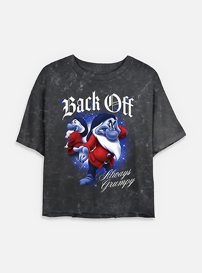 Disney Snow White and the Seven Dwarfs Back Off Always Grumpy Mineral Wash Womens Crop T-Shirt