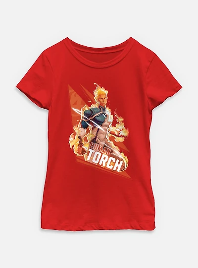 Marvel Rivals Human Torch Big Fire Youth Girls T-Shirt