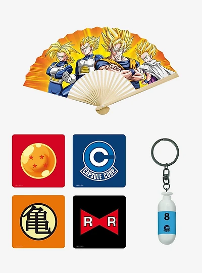 Dragon Ball Z Coaster Fan & Keychain Bundle