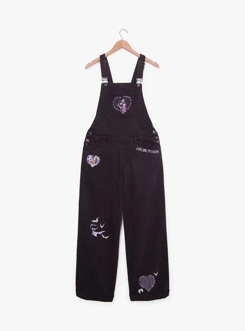 Disney The Nightmare Before Christmas Jack & Sally Patchwork Glow-in-the-Dark Women's Overalls - BoxLunch Exclusive