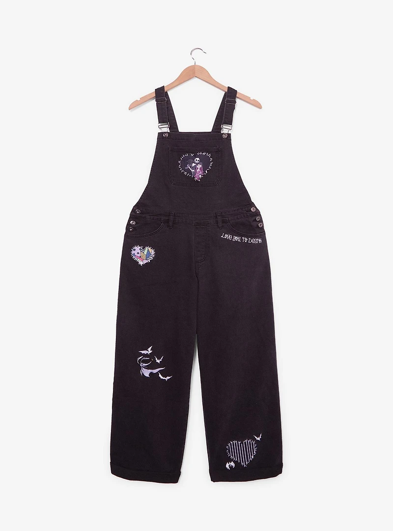 Disney The Nightmare Before Christmas Jack & Sally Patchwork Glow-in-the-Dark Women's Plus Overalls - BoxLunch Exclusive