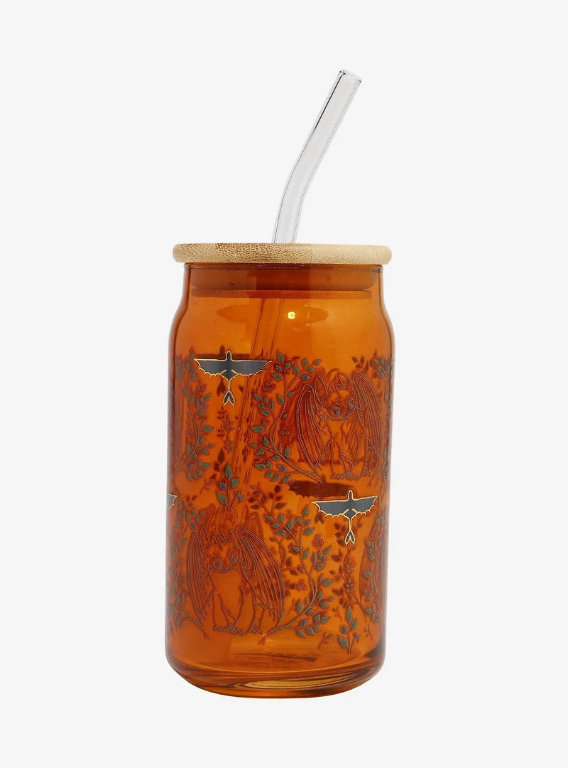 DreamWorks How To Train Your Dragon Toothless Allover Print Glass Cup with Straw - BoxLunch Exclusive
