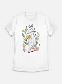 Disney Snow White Live Action Floral Sketch Womens T-Shirt