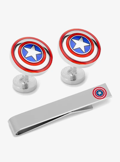 Marvel Captain America Cufflinks and Tie Bar Set