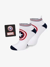 Marvel Captain America White Ankle Socks and Lapel Pin Set