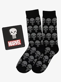 Marvel Punisher Black Socks and Silver Lapel Pin Set